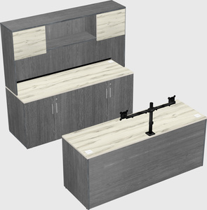 Parallel desk with credenza