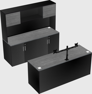 Parallel desk with credenza