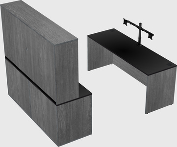Parallel desk with credenza