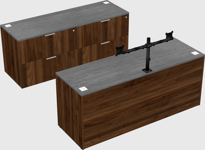 Parallel desk with credenza