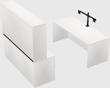 Bureau parallèle avec crédence