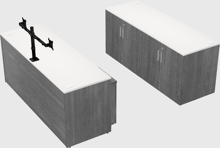 Bureau parallèle avec crédence