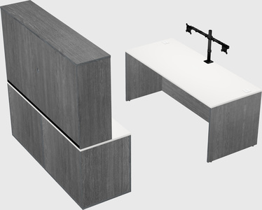Bureau parallèle avec crédence