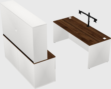 Bureau parallèle avec crédence