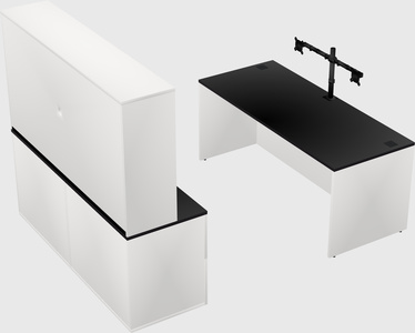 Parallel desk with credenza