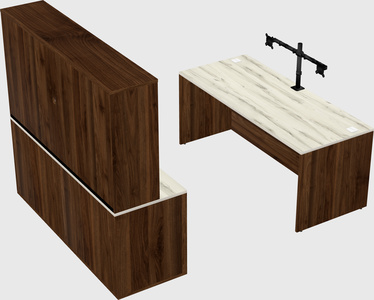 Parallel desk with credenza