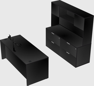 Parallel desk with credenza