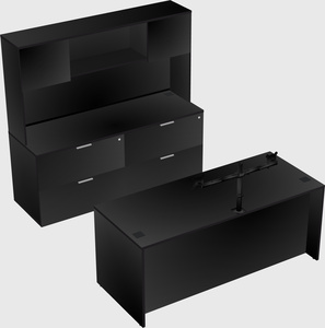 Parallel desk with credenza