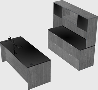 Parallel desk with credenza