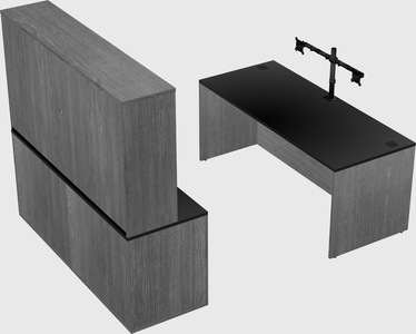 Parallel desk with credenza
