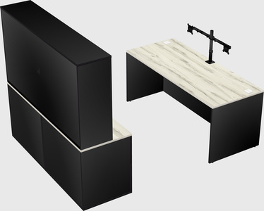 Parallel desk with credenza