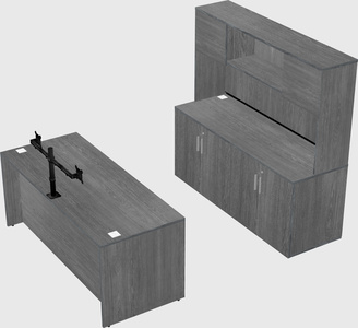 Parallel desk with credenza