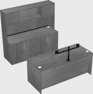 Parallel desk with credenza