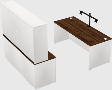 Parallel desk with credenza