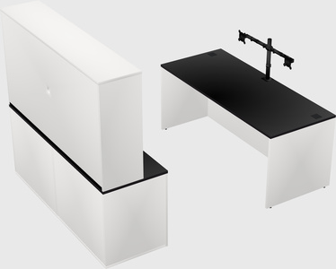 Parallel desk with credenza
