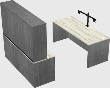 Parallel desk with credenza