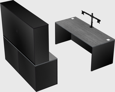 Parallel desk with credenza