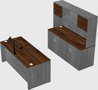 Parallel desk with credenza