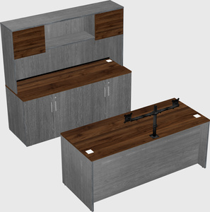Parallel desk with credenza