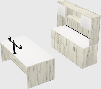 Parallel desk with credenza