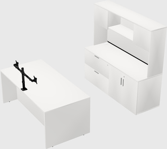 Bureau parallèle avec crédence