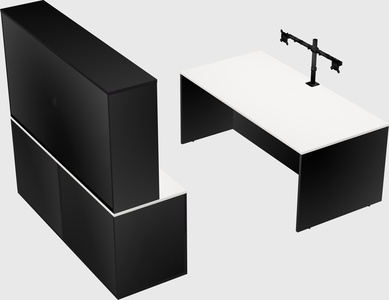Parallel desk with credenza