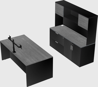 Parallel desk with credenza