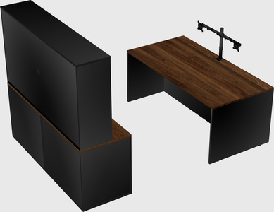 Bureau parallèle avec crédence