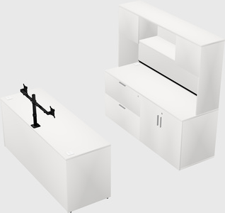 Parallel desk with credenza