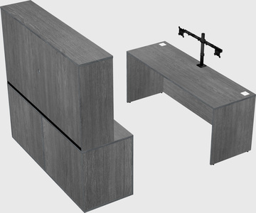 Parallel desk with credenza
