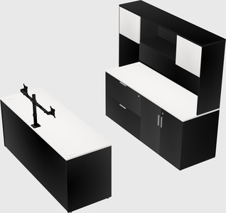 Parallel desk with credenza