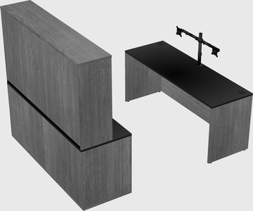 Parallel desk with credenza