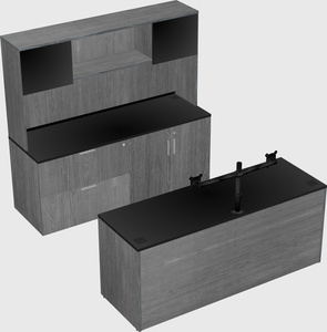 Parallel desk with credenza