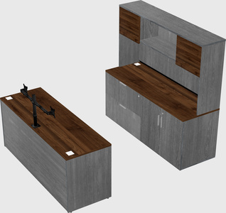 Parallel desk with credenza