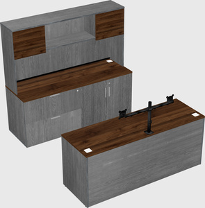 Parallel desk with credenza