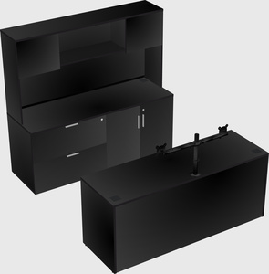 Parallel desk with credenza