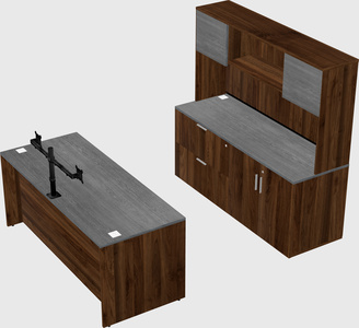 Bureau parallèle avec crédence