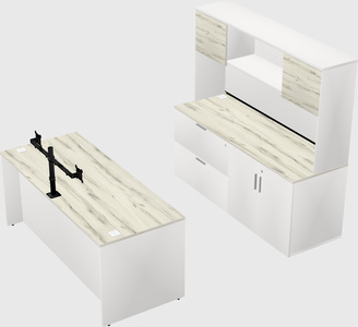 Parallel desk with credenza