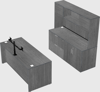Parallel desk with credenza
