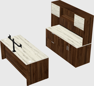 Parallel desk with credenza