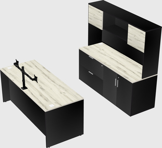Bureau parallèle avec crédence