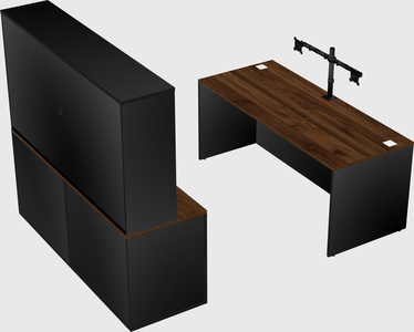 Parallel desk with credenza