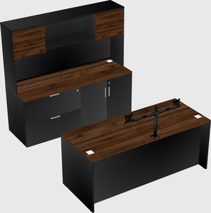 Parallel desk with credenza