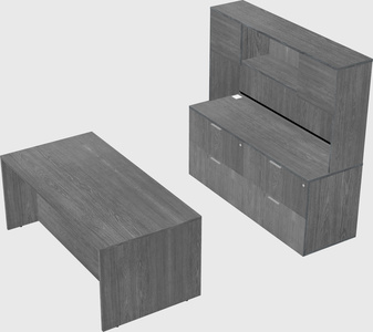 Parallel desk with credenza
