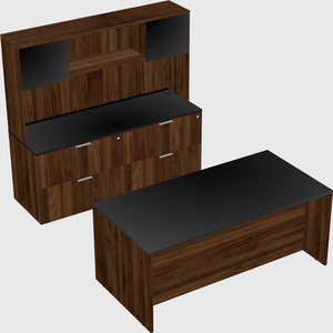 Parallel desk with credenza