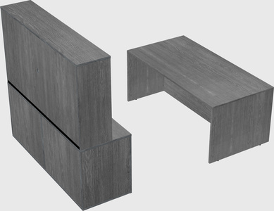 Parallel desk with credenza