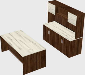 Parallel desk with credenza