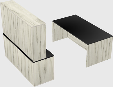 Parallel desk with credenza