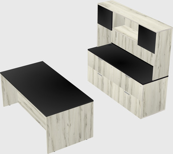 Parallel desk with credenza