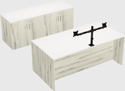 Bureau parallèle avec crédence
